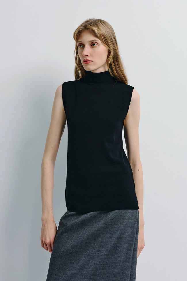 Lilou Sleeveless Turtleneck Top Black