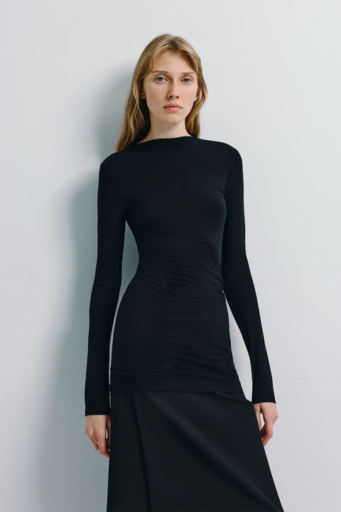 Wren FIne Knit Boatneck Top Black
