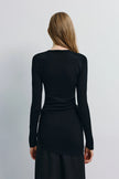 Wren FIne Knit Boatneck Top Black