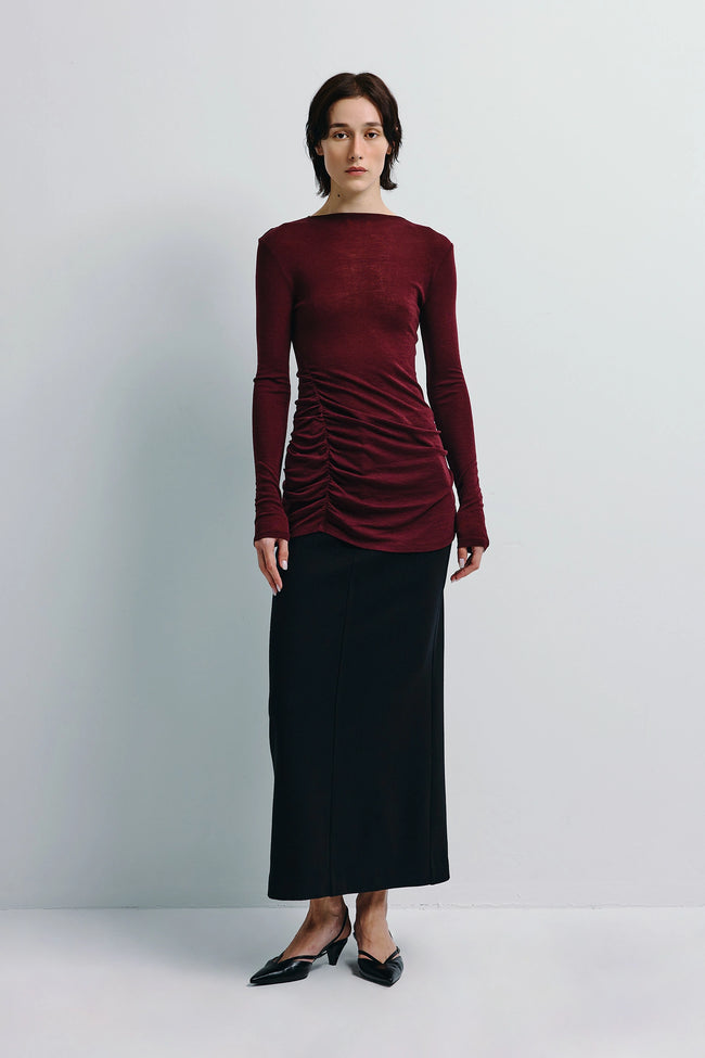 Wren Fine Knit Boatneck Top Cherry