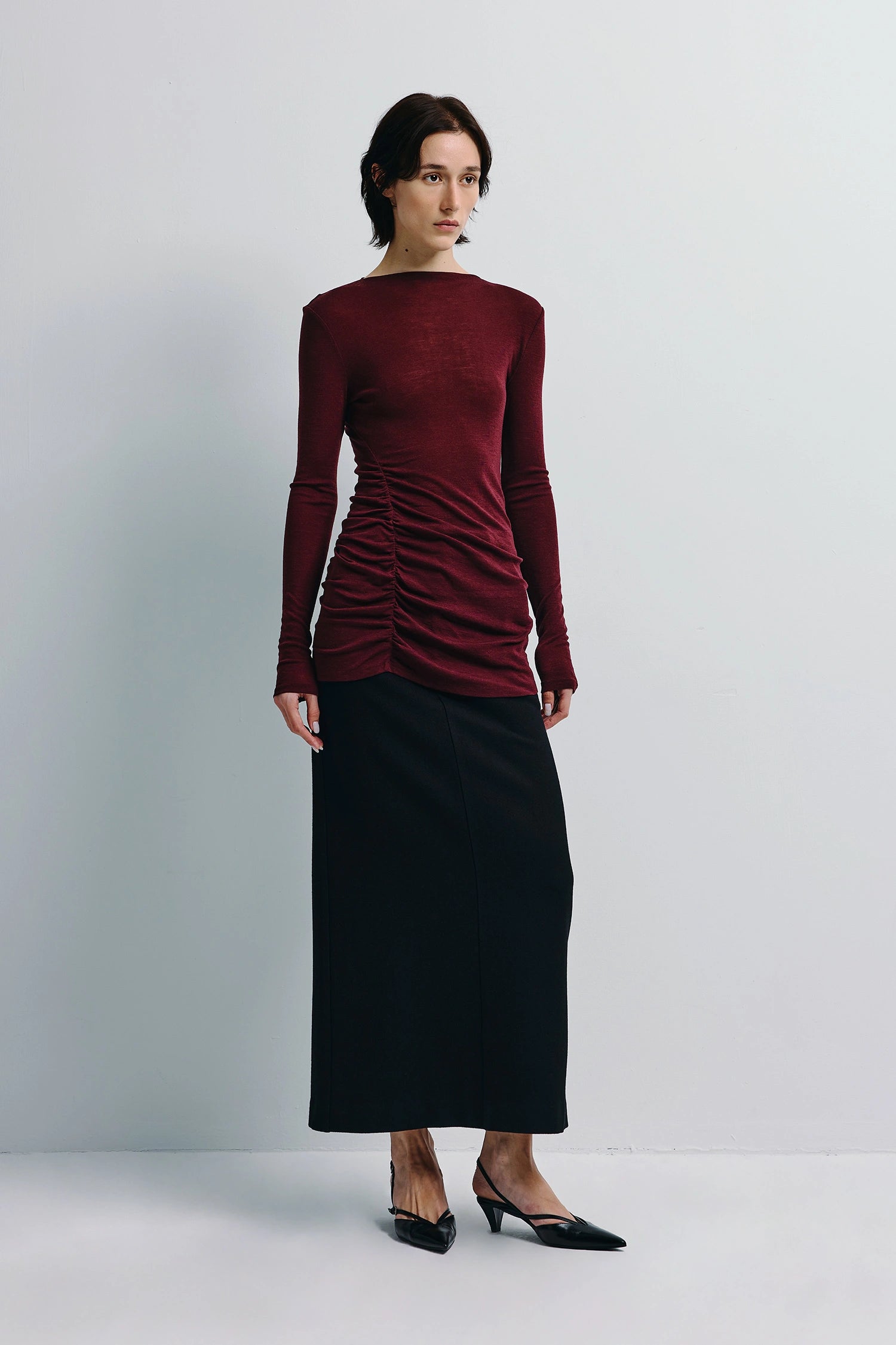 Wren Fine Knit Boatneck Top Cherry