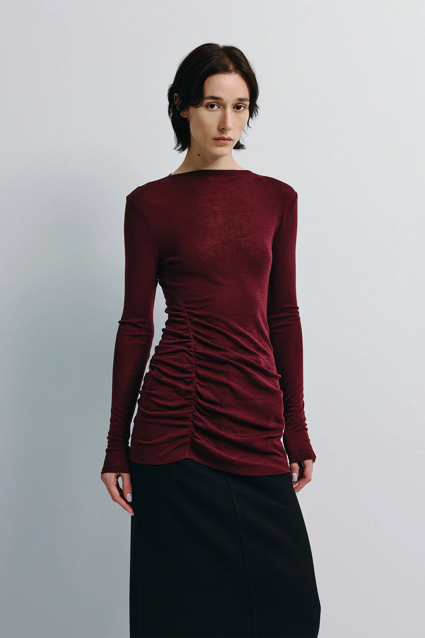 Wren Fine Knit Boatneck Top Cherry