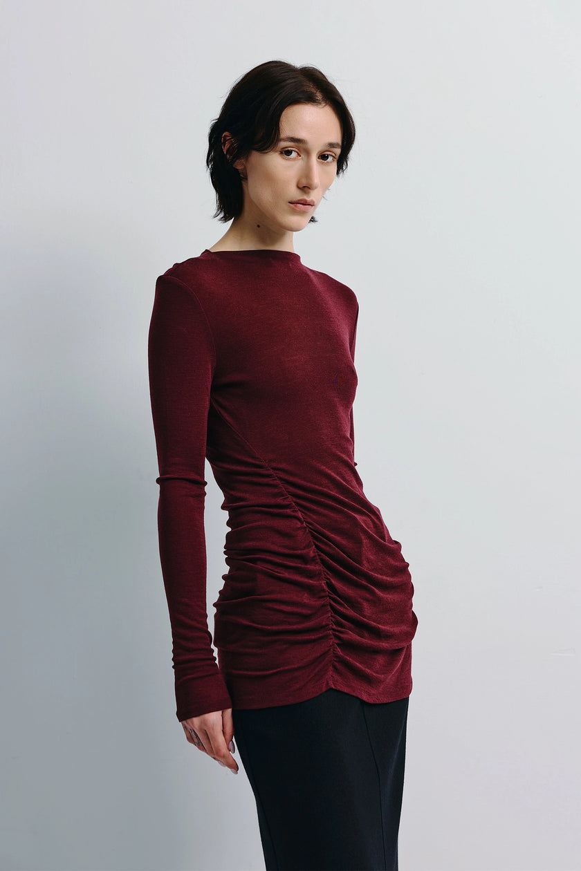 Wren Fine Knit Boatneck Top Cherry