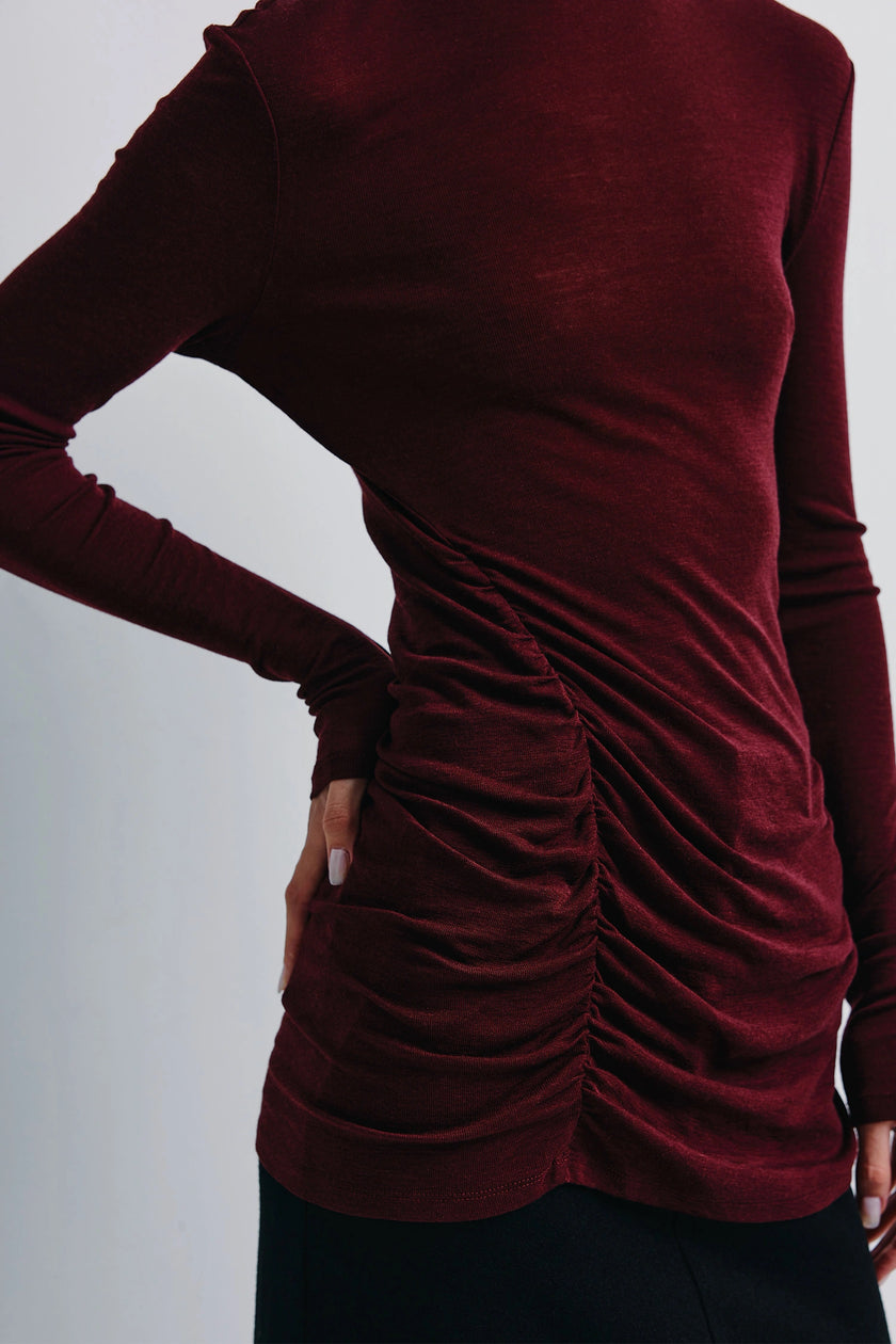 Wren Fine Knit Boatneck Top Cherry