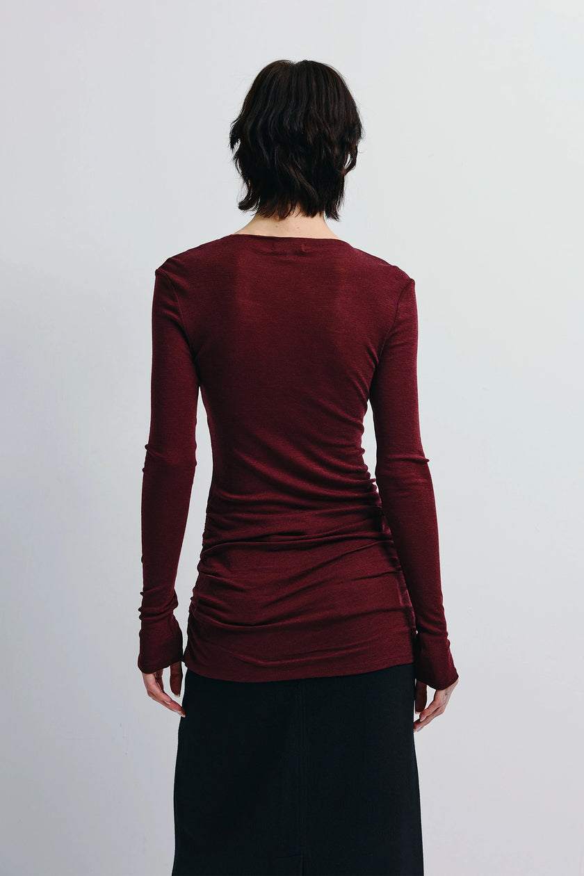 Wren Fine Knit Boatneck Top Cherry