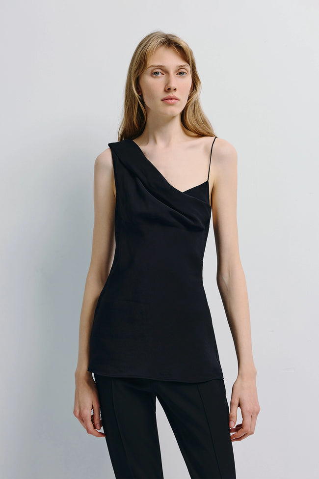 Manuela Asymmetric Cami Top Black