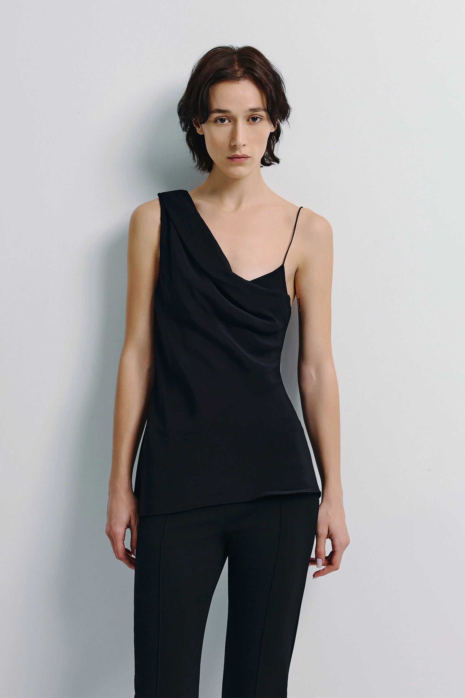 Manuela Asymmetric Cami Top Black