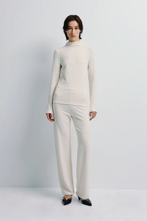 Morgane High Neck Knit Top Creme