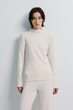 Morgane High Neck Knit Top Creme