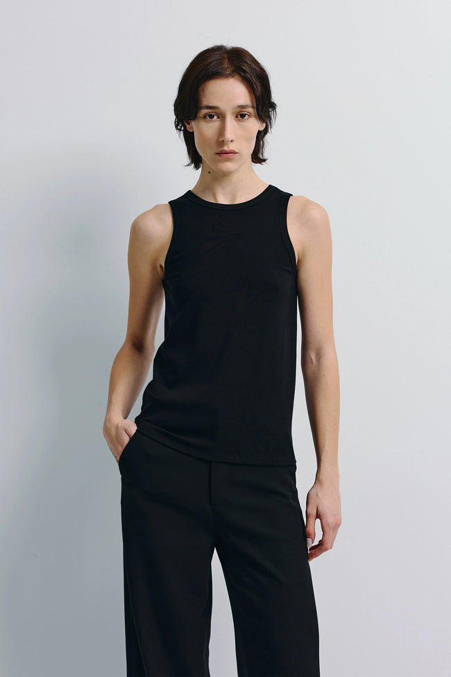 Béri High Neck Tank Top Black