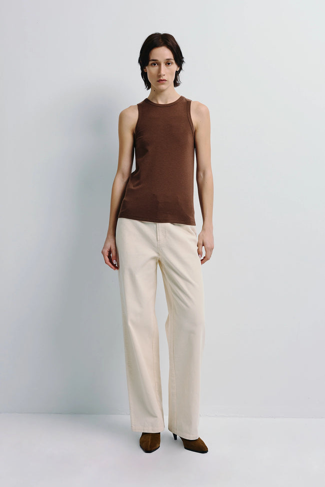 Béri High Neck Tank Top Brown
