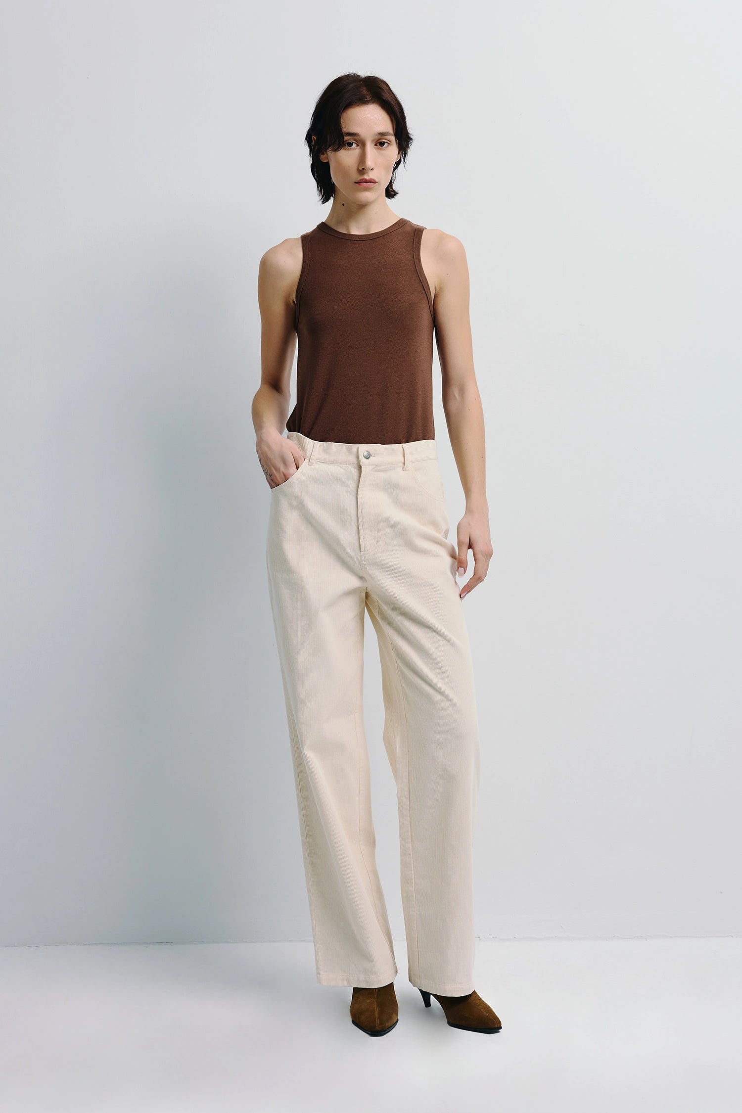 Béri High Neck Tank Top Brown