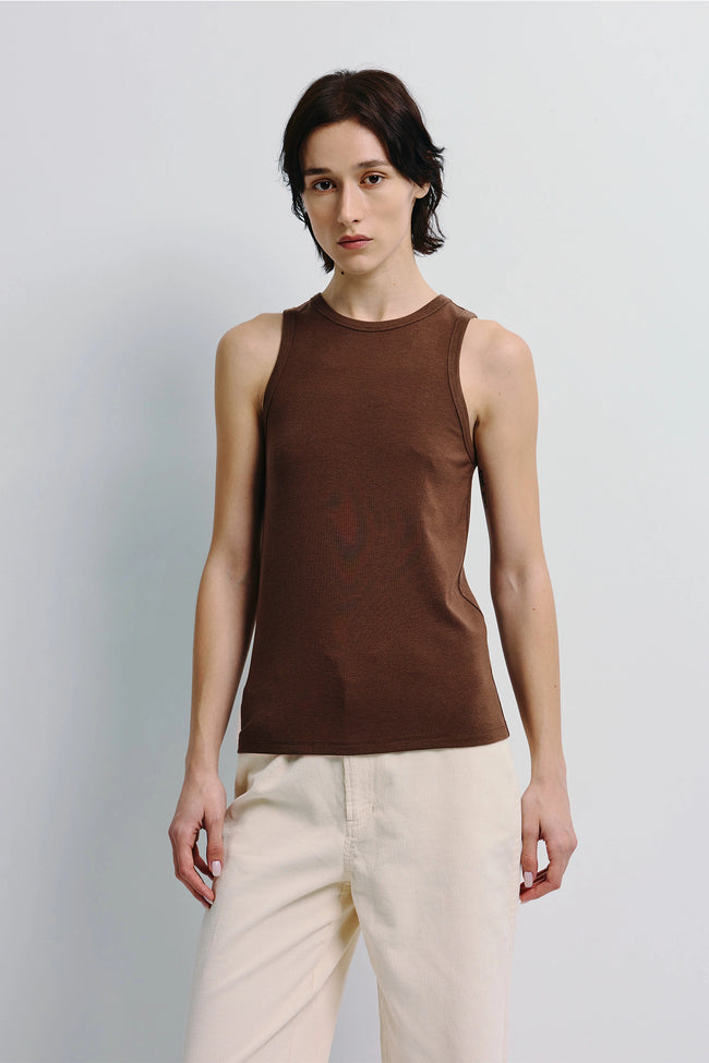 Béri High Neck Tank Top Brown