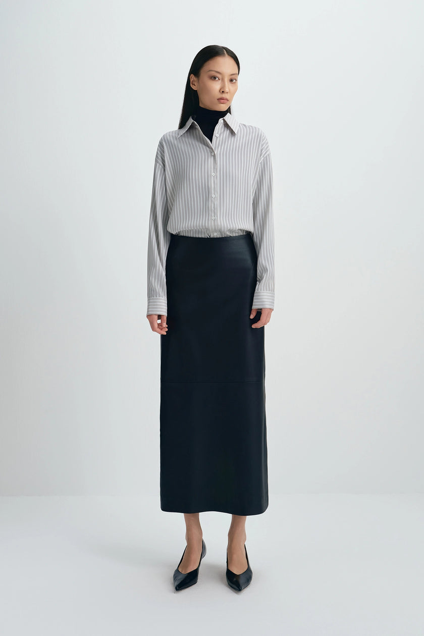 Benji Striped Shirt Taupe Grey