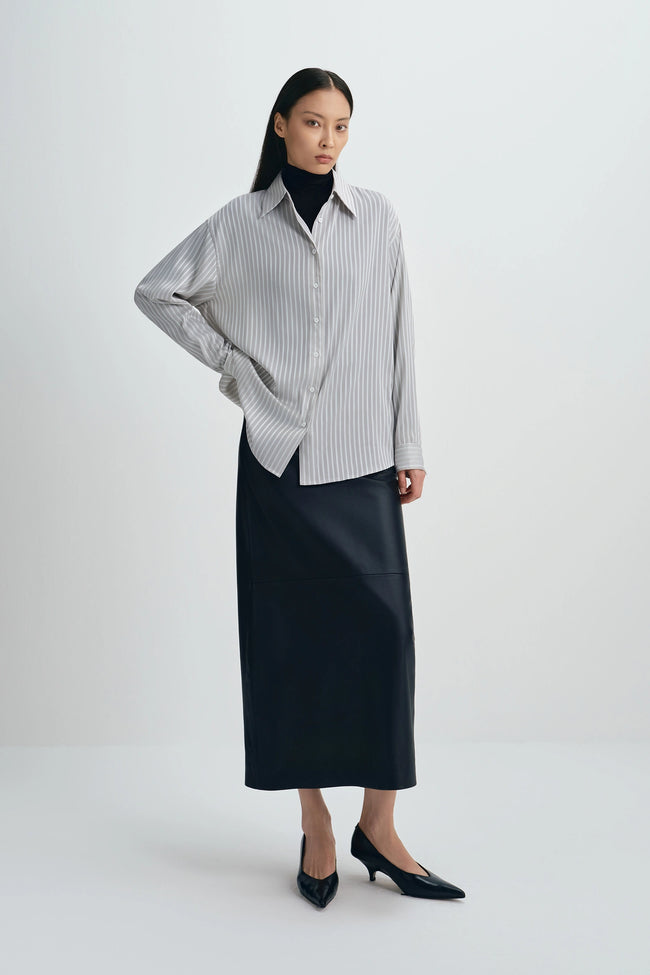 Benji Striped Shirt Taupe Grey
