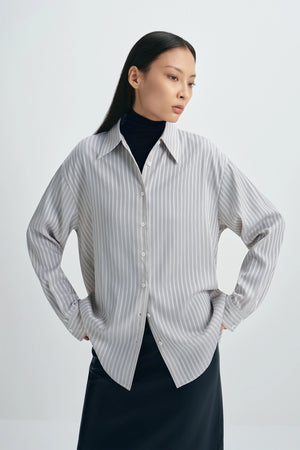 Benji Striped Shirt Taupe Grey
