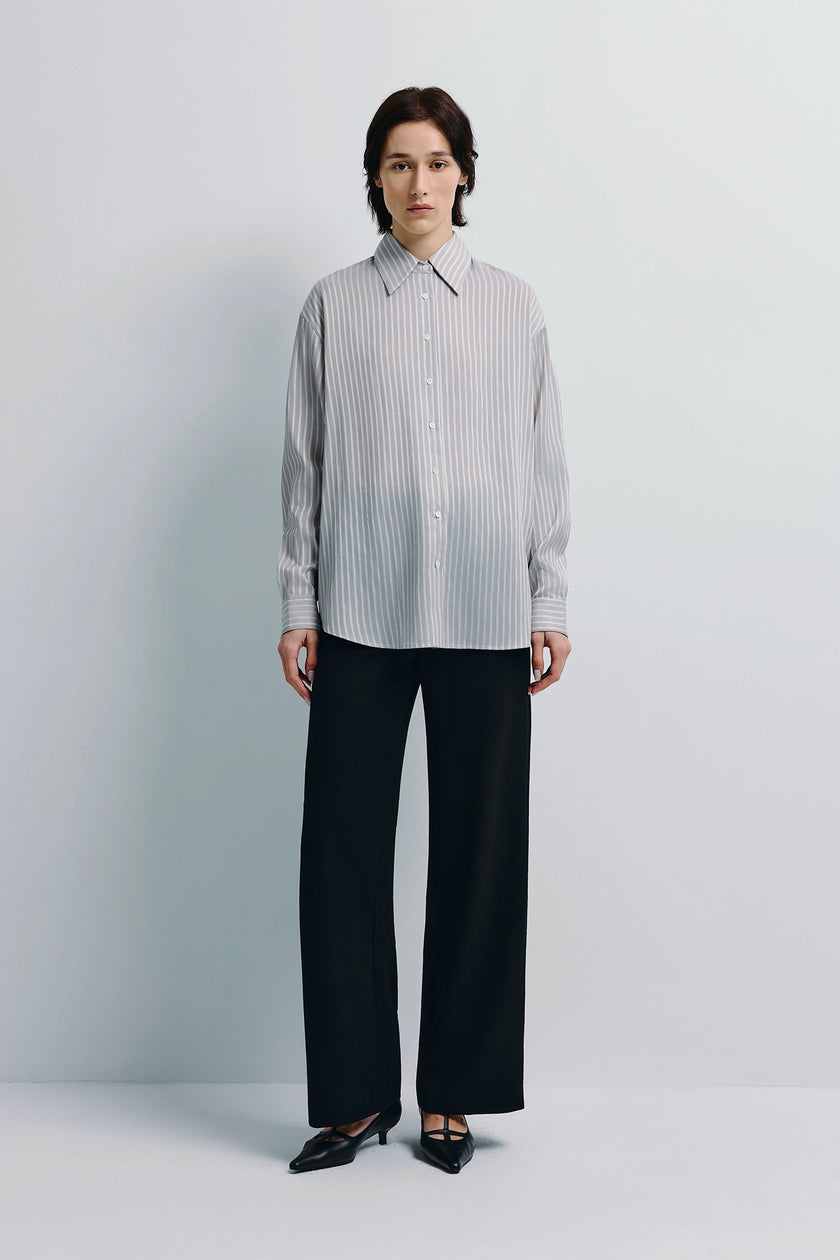 Benji Striped Shirt Taupe Grey