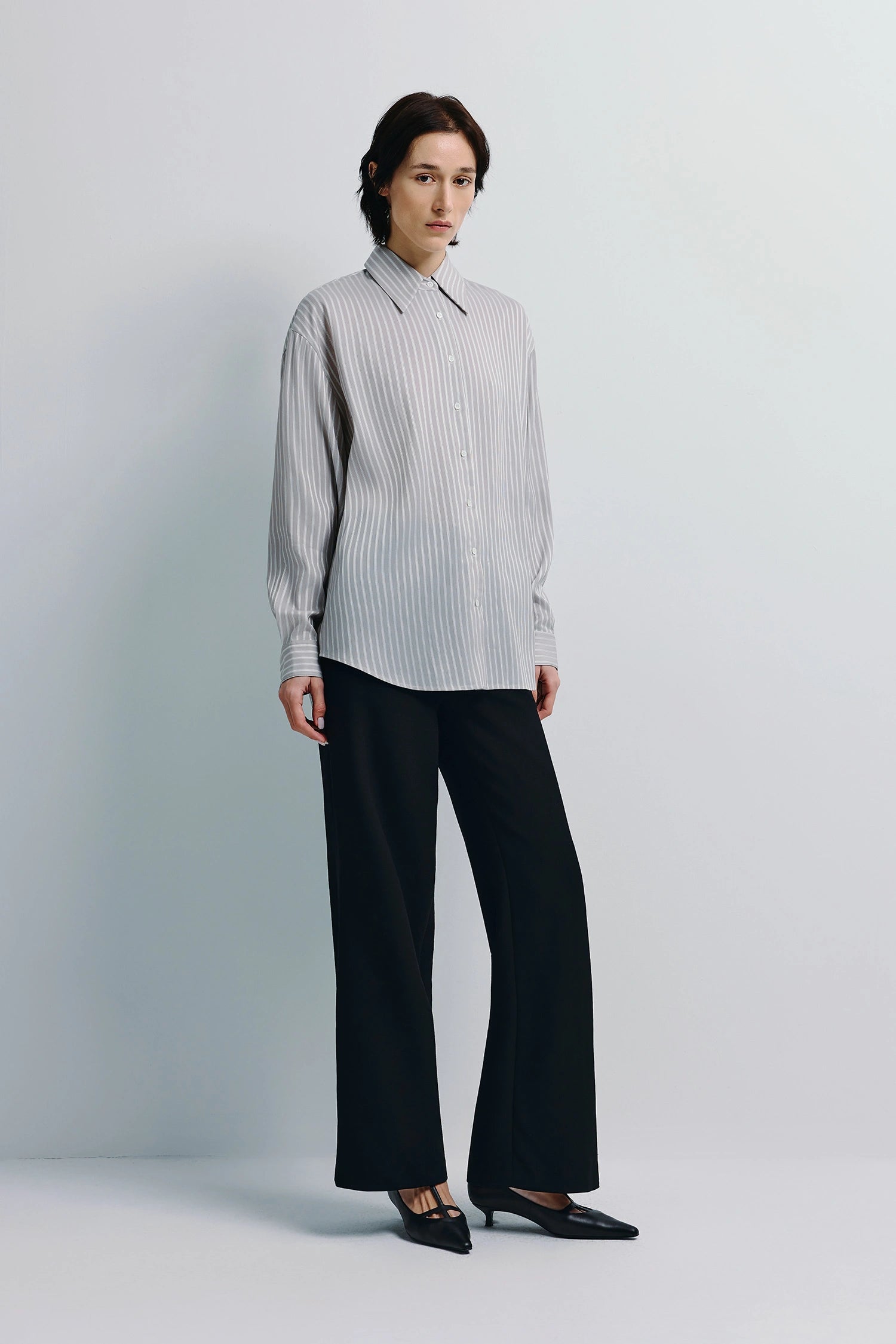 Benji Striped Shirt Taupe Grey