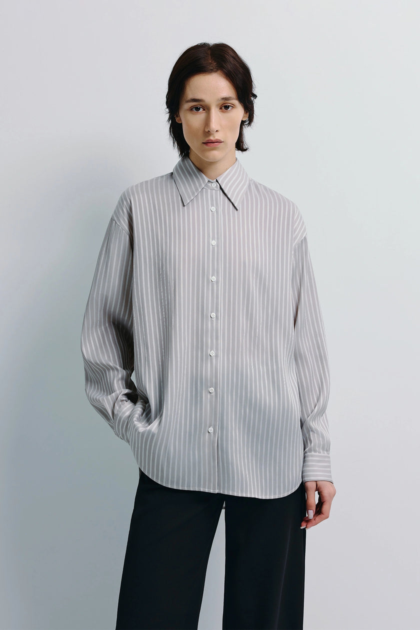 Benji Striped Shirt Taupe Grey