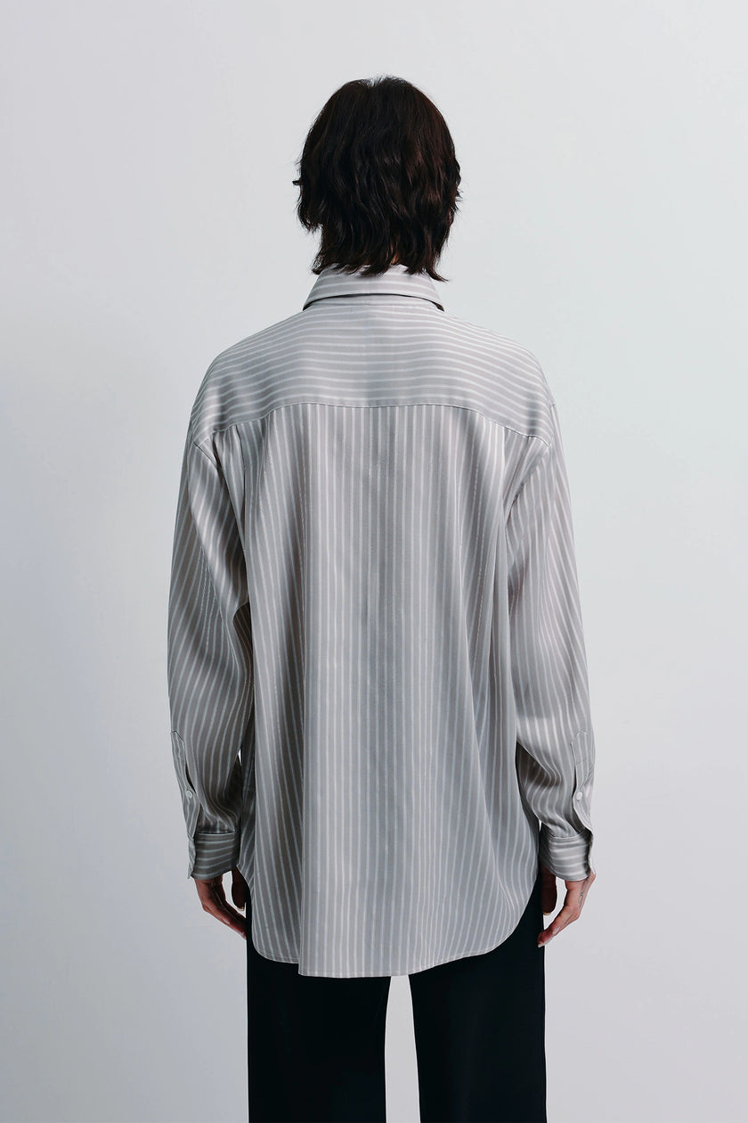 Benji Striped Shirt Taupe Grey