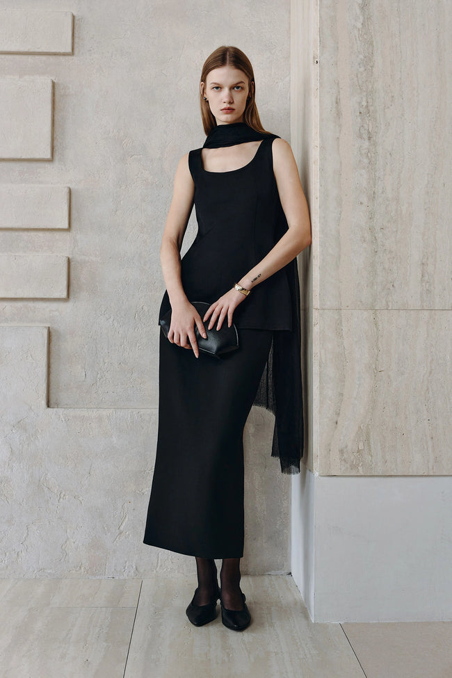 Corinna Peplum Top Black