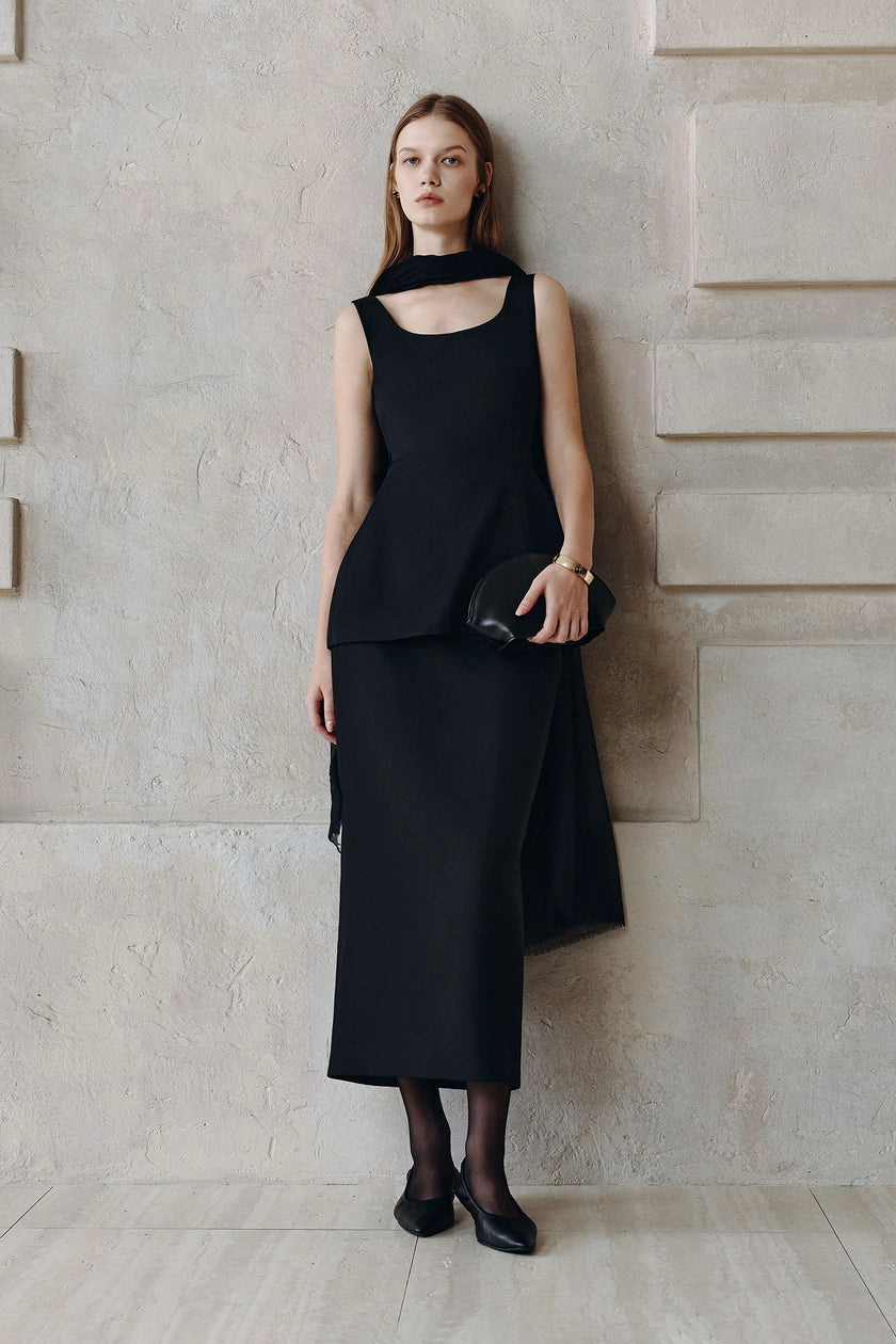 Corinna Peplum Top Black