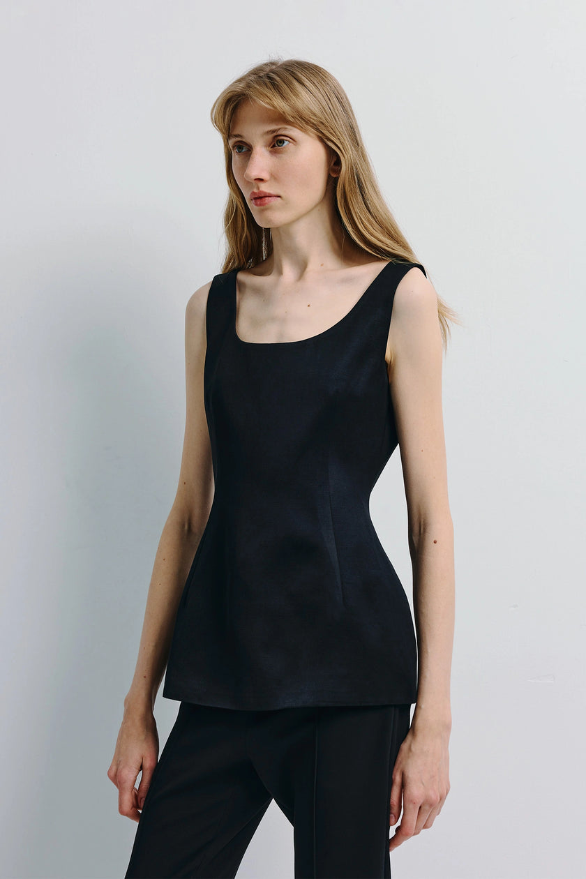 Corinna Peplum Top Black