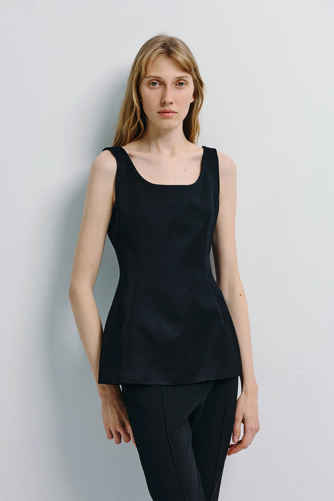 Corinna Peplum Top Black