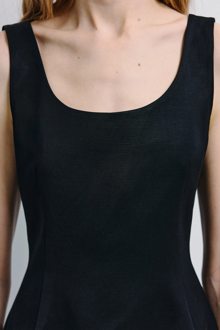 Corinna Peplum Top Black