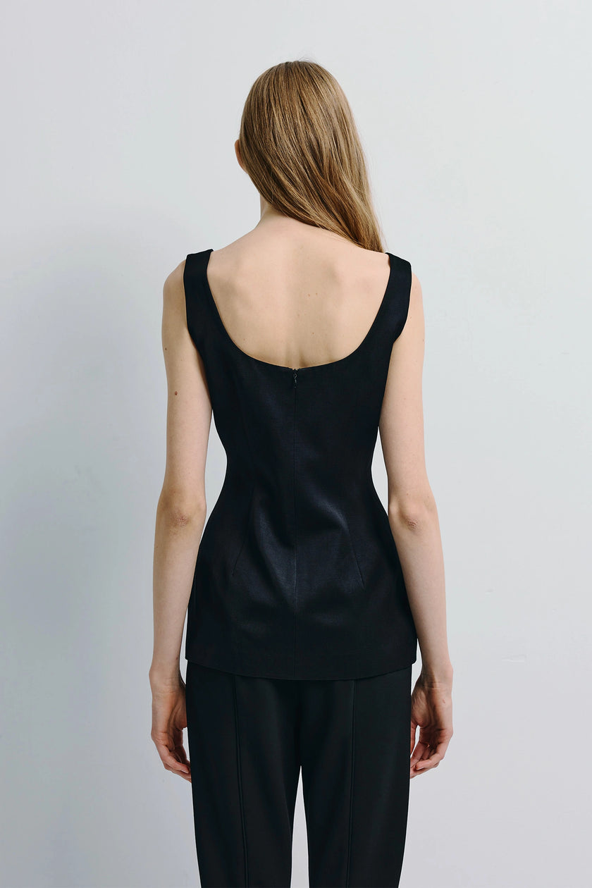 Corinna Peplum Top Black