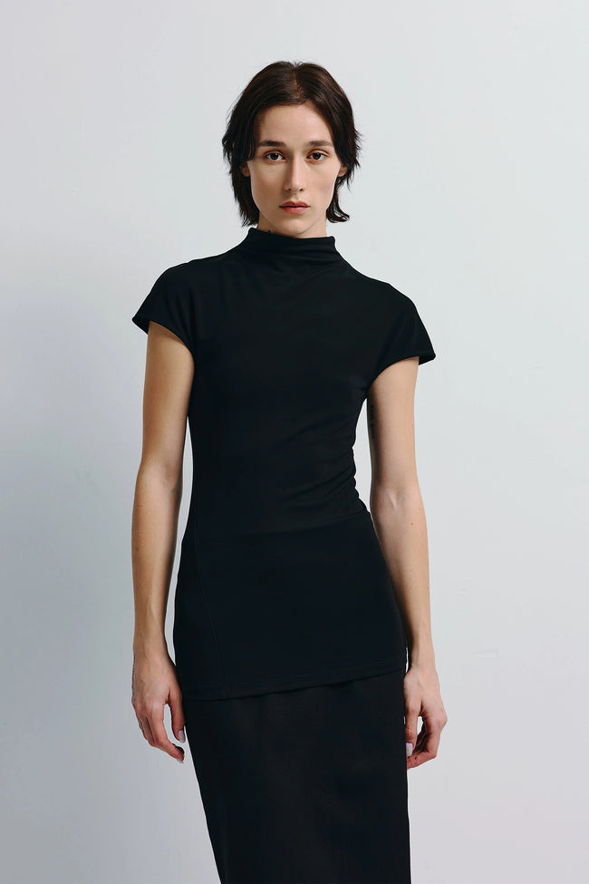 Aline Silky Knit Top Black