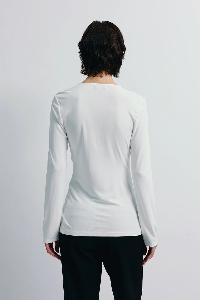 Aralia Boatneck Drape Top Off White