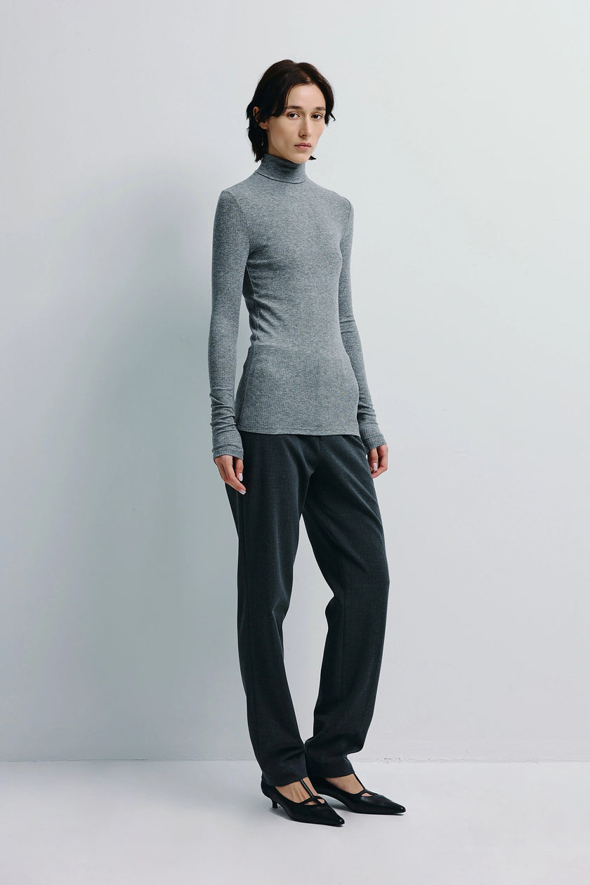 Halley Turtleneck Knit Top H.Grey