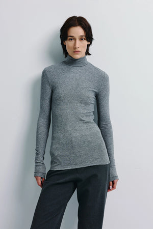 Halley Turtleneck Knit Top H.Grey