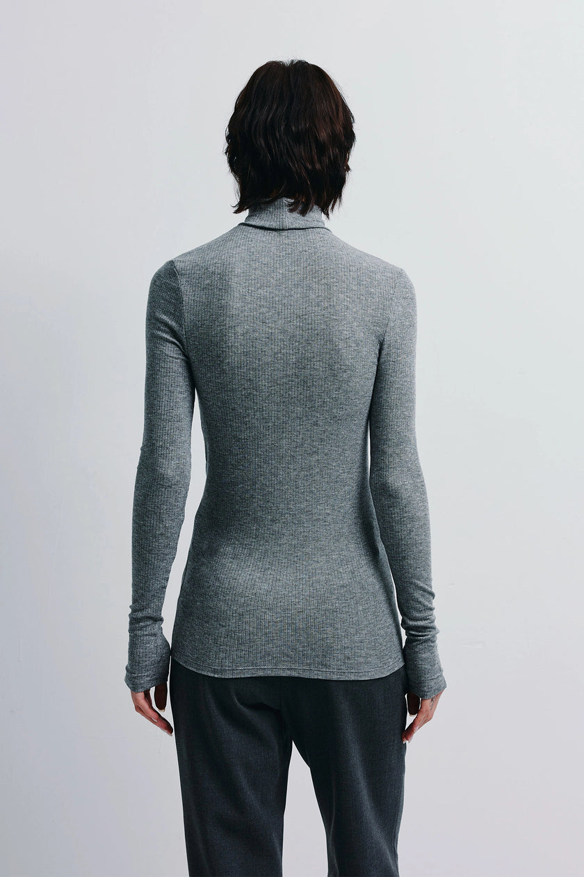 Halley Turtleneck Knit Top H.Grey
