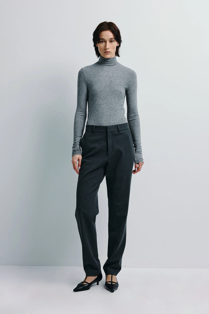Halley Turtleneck Knit Top H.Grey