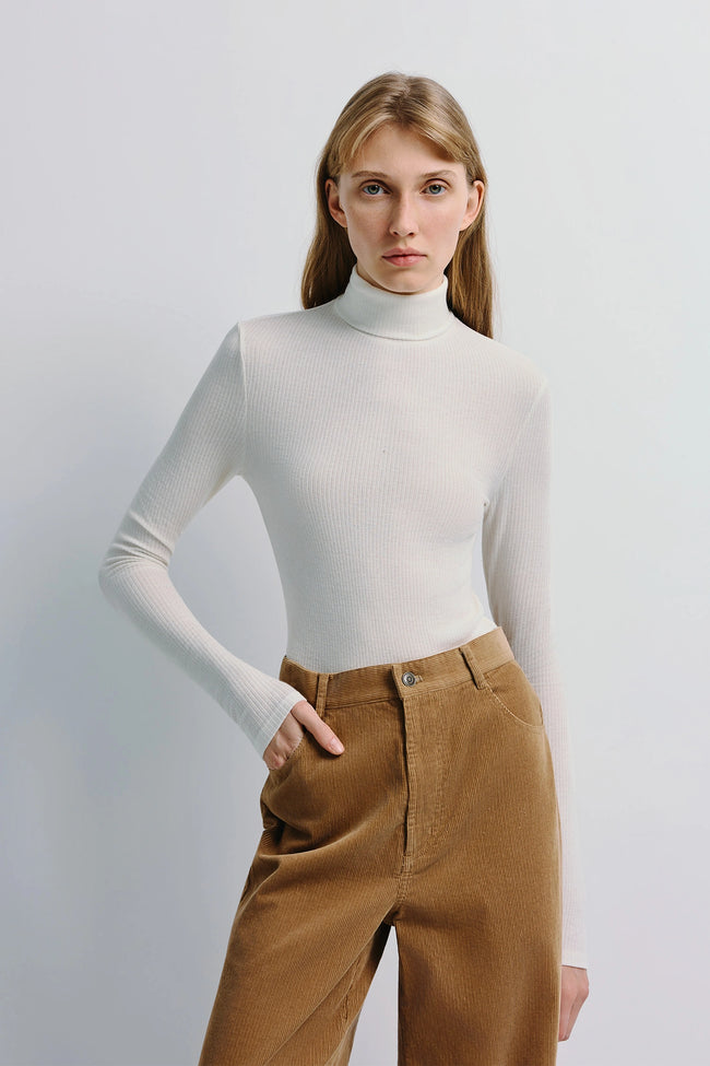 Halley Turtleneck Knit Top Ivory