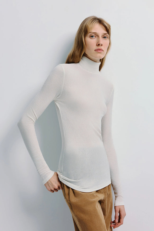 Halley Turtleneck Knit Top Ivory