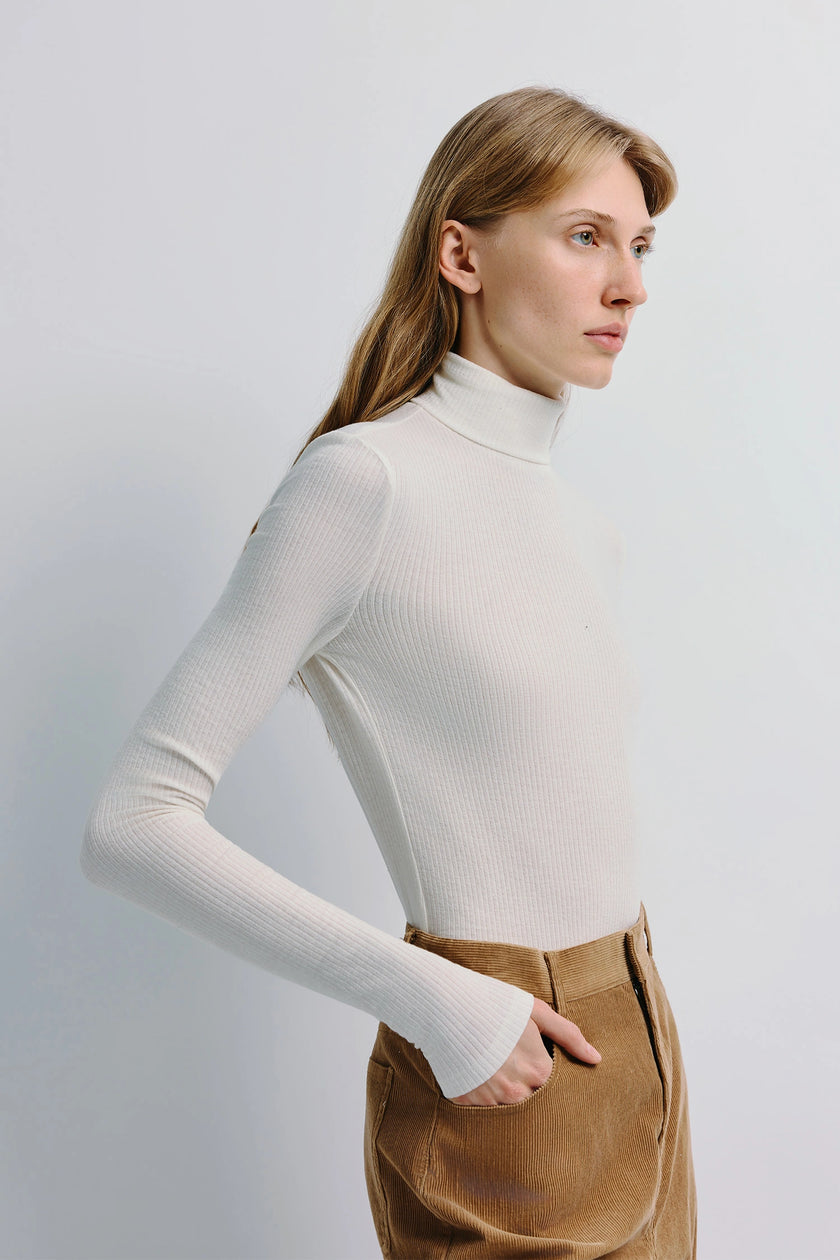 Halley Turtleneck Knit Top Ivory