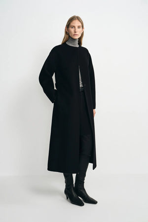 Astoria Collarless Handmade Midi Coat