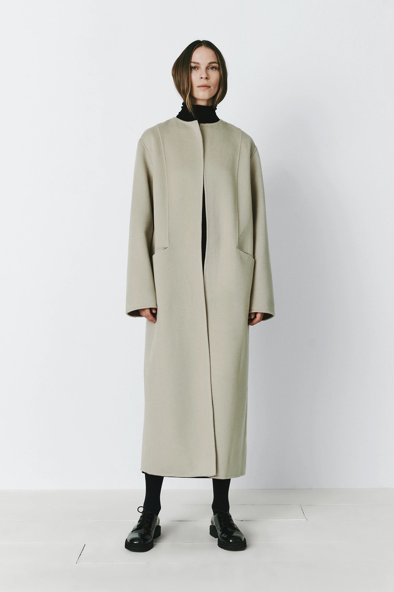 Mathé Belted Double-Faced Coat Sustained Grey