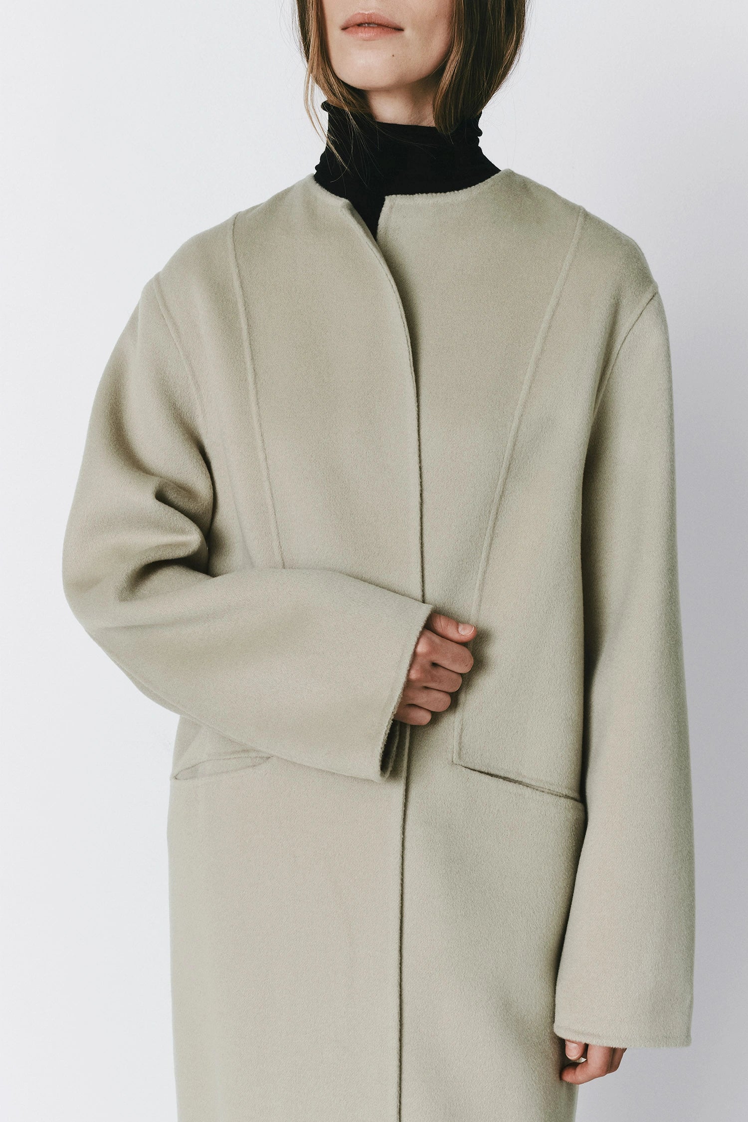 Mathé Belted Double-Faced Coat Sustained Grey
