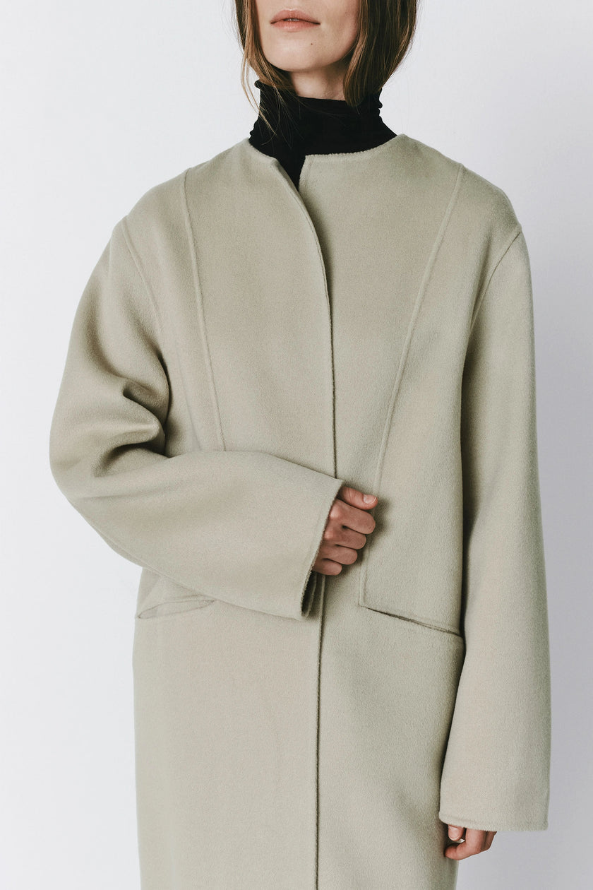 Mathé Belted Double-Faced Coat Sustained Grey