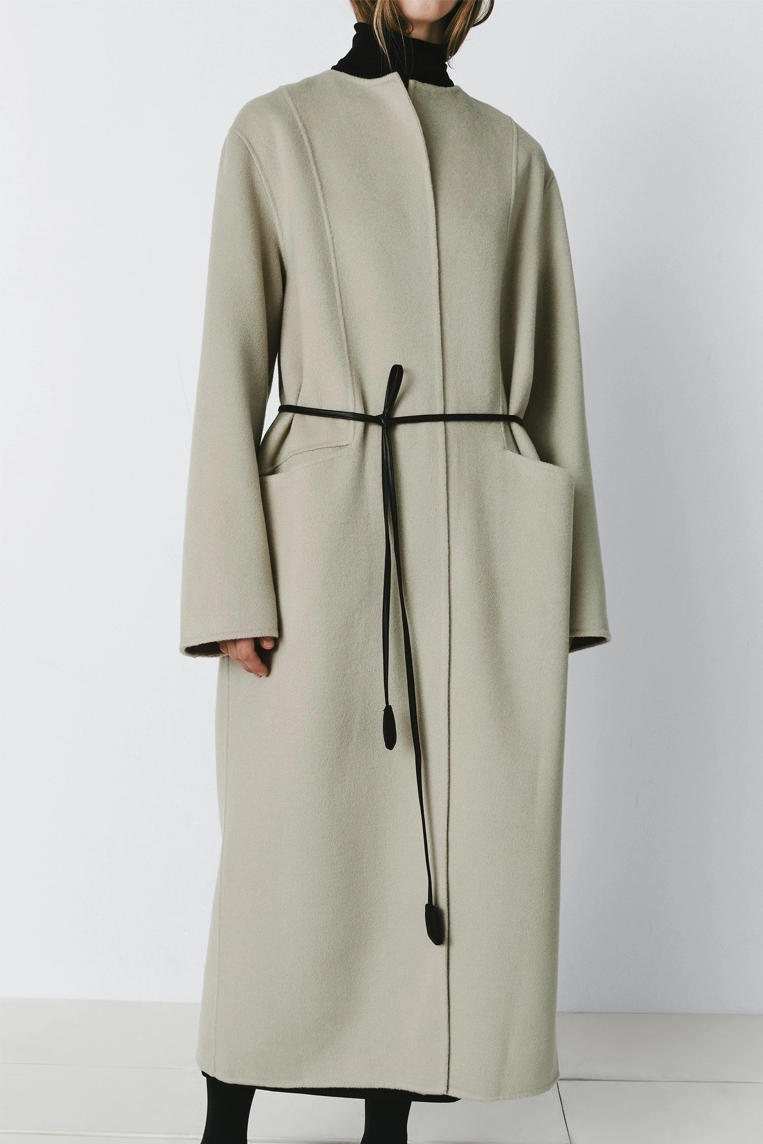 Mathé Belted Double-Faced Coat Sustained Grey