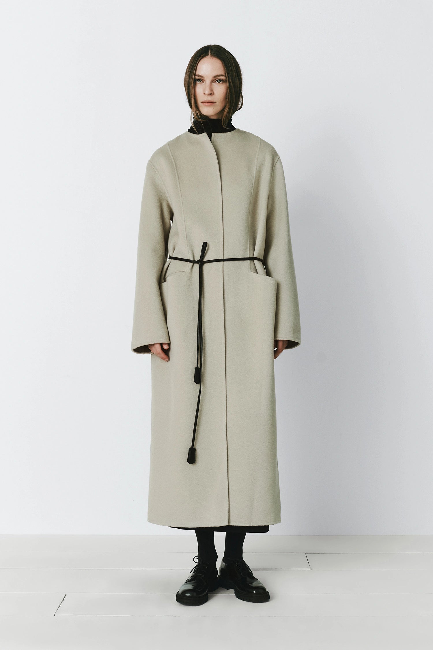 Mathé Belted Double-Faced Coat Sustained Grey