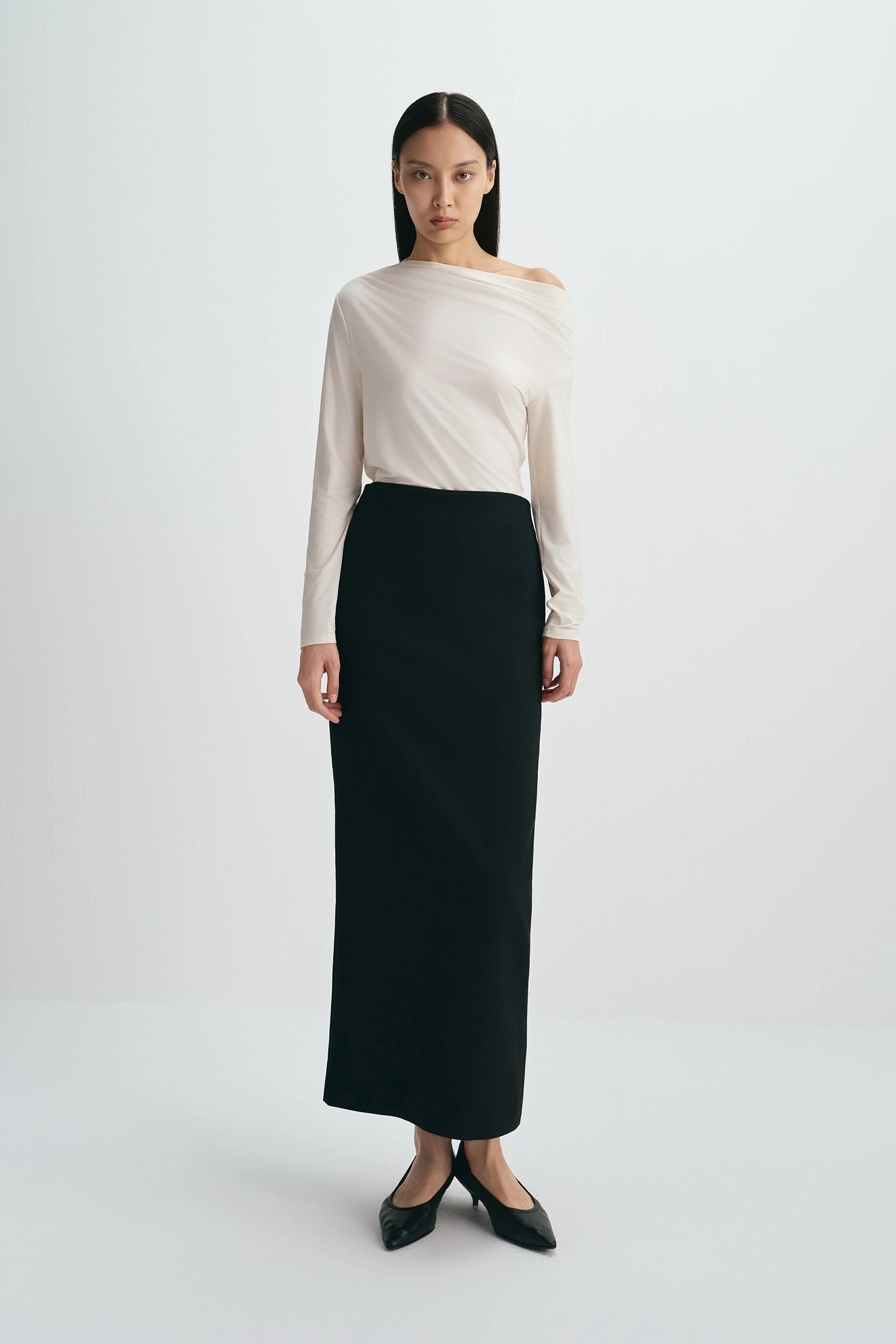 Desy Zip Slit Pencil Skirt Black