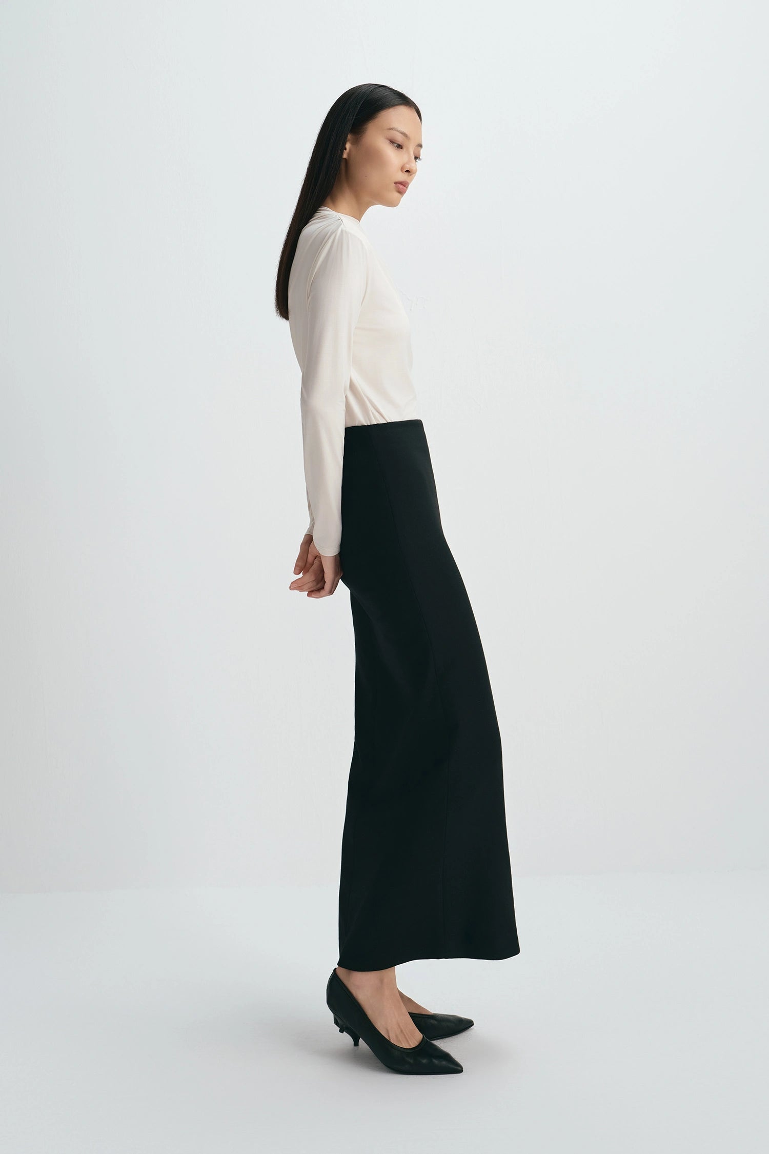 Desy Zip Slit Pencil Skirt Black