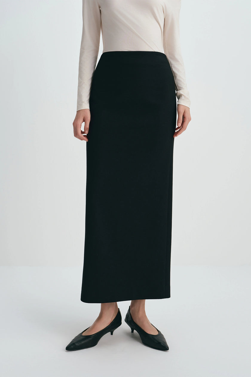 Desy Zip Slit Pencil Skirt Black