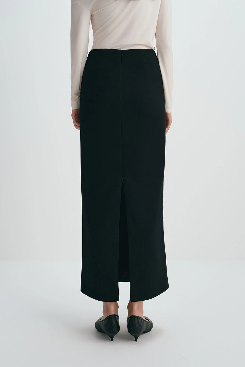 Desy Zip Slit Pencil Skirt Black