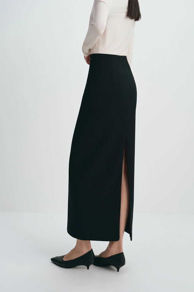 Desy Zip Slit Pencil Skirt Black